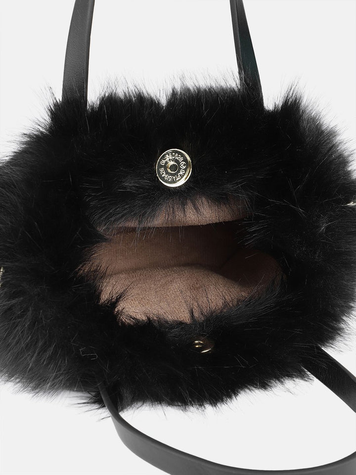 DressBerry Structured Handheld Bag With Fur