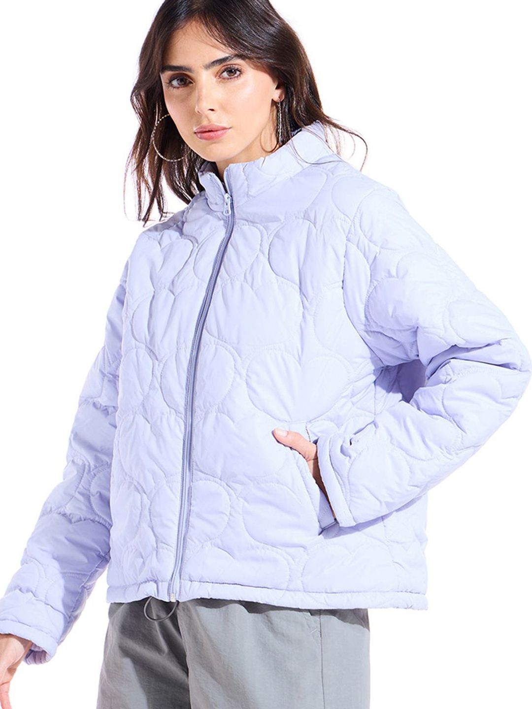 Bewakoof Mock Collar Oversized Puffer Jacket