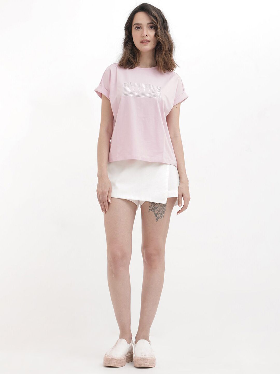 RAREISM Women Embellished Extended Sleeves T-shirt