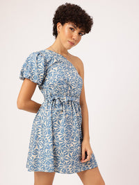 DressBerry Serene Serenity Floral One Shoulder Fit & Flare Dress