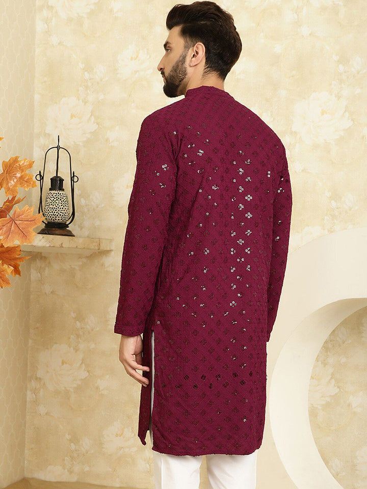SOJANYA Dihiasi Kolar Mandarin Kurta Kapas Tulen Lurus