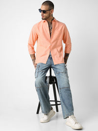 VASTRADO Classic Slim Fit Spread Collar Long Sleeves Pure Cotton Casual Shirt