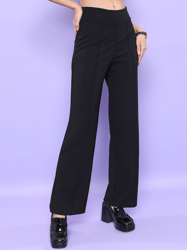 CHIC BY TOKYO TALKIES Women Flared Fit High-Rise Parallel Trousers