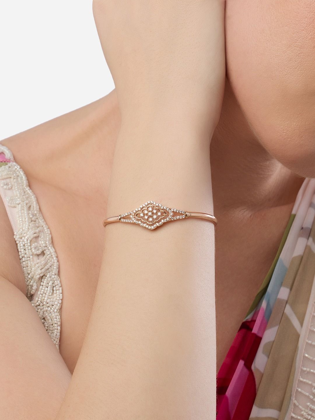 Set Mutiara Zaveri 2 Gelang Kada Cubic Zirconia Bersalut Emas Rose