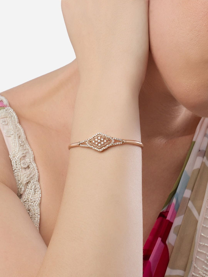 Set Mutiara Zaveri 2 Gelang Kada Cubic Zirconia Bersalut Emas Rose
