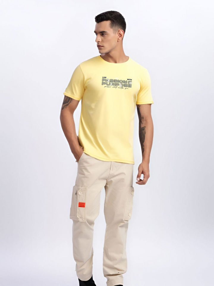 ADRO Men Typography Printed Round Neck Cotton T-shirt
