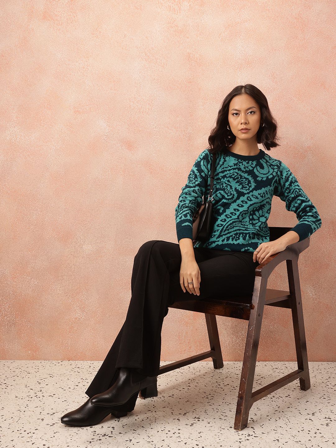 all about you Abstract Print Longline Pure Acrylic Pullover