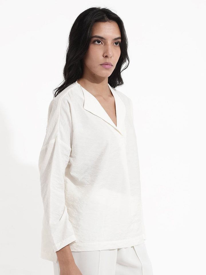 Rareism Shirt Collar Lengan Panjang Kapas Separa