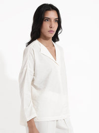 Rareism Shirt Collar Lengan Panjang Kapas Separa