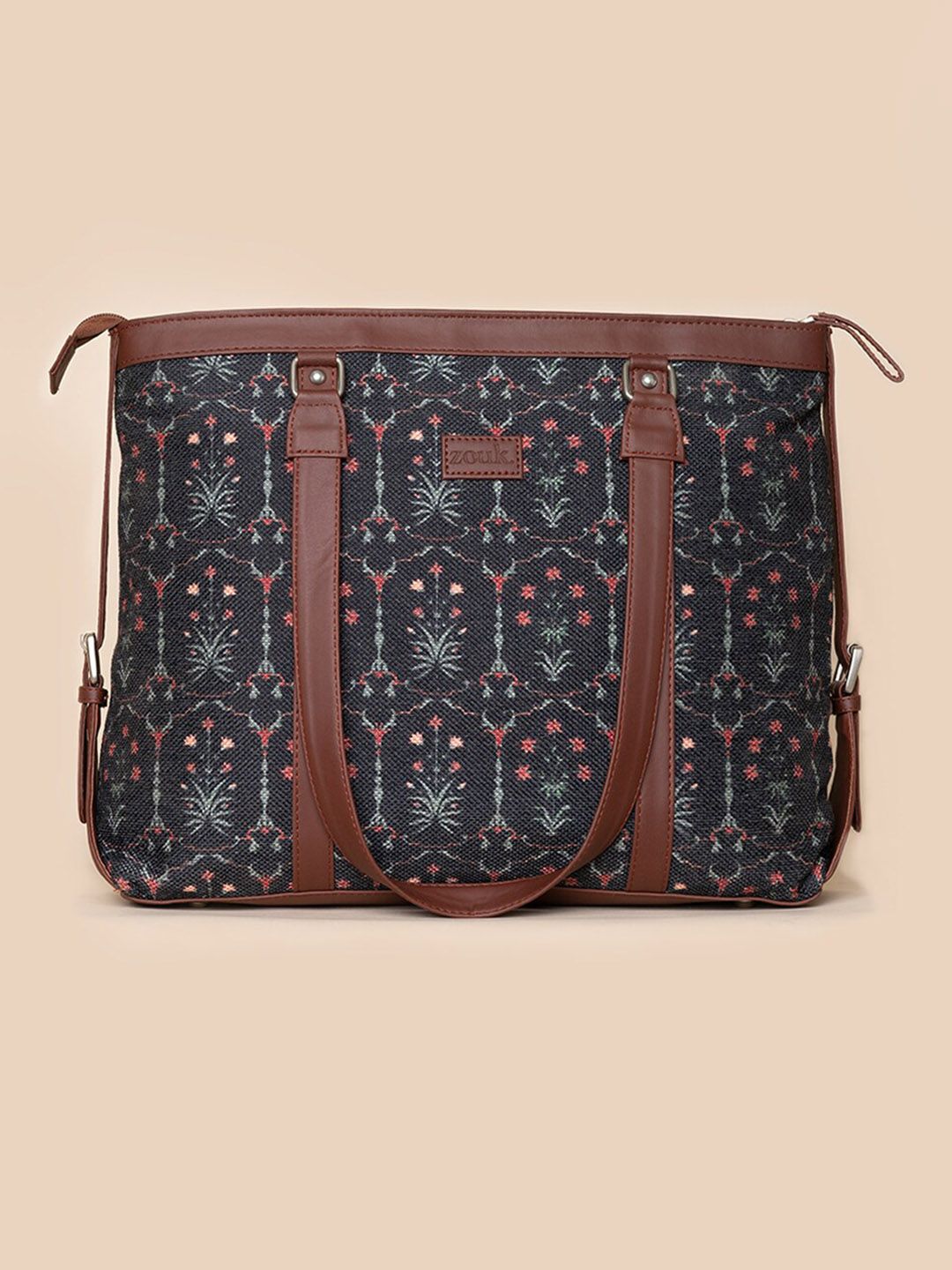 ZOUK Women Ethnic Motifs Printed Laptop Structured Hobo Bag