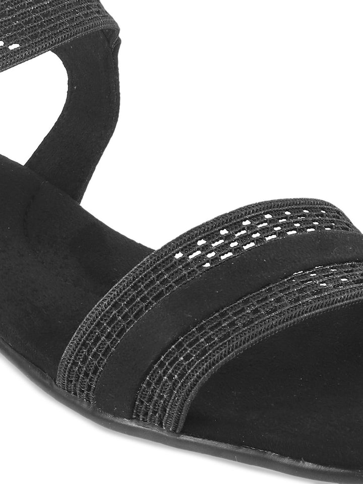 Mochi Women Black Solid Sandals