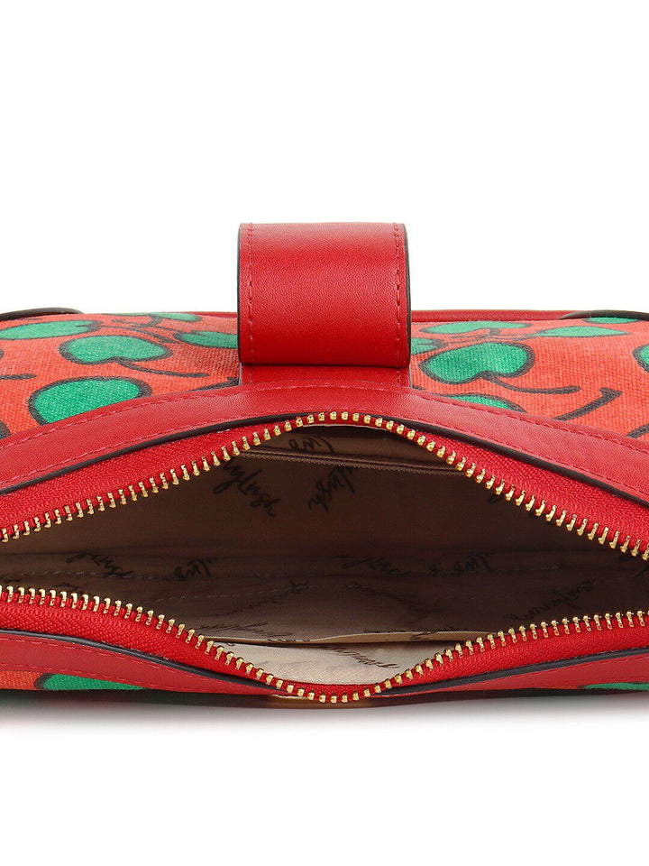 Berrylush Red Graphic Printed PU Structured Shoulder Bag