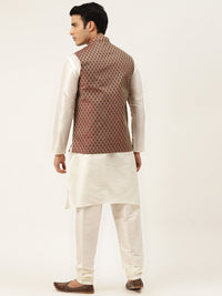 SOJANYA Mandarin Collar Regular Kurta With Churidar & Nehru Jacket