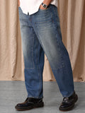 Mr Bowerbird Men Pure Cotton Oversized Heavy Fade Jeans