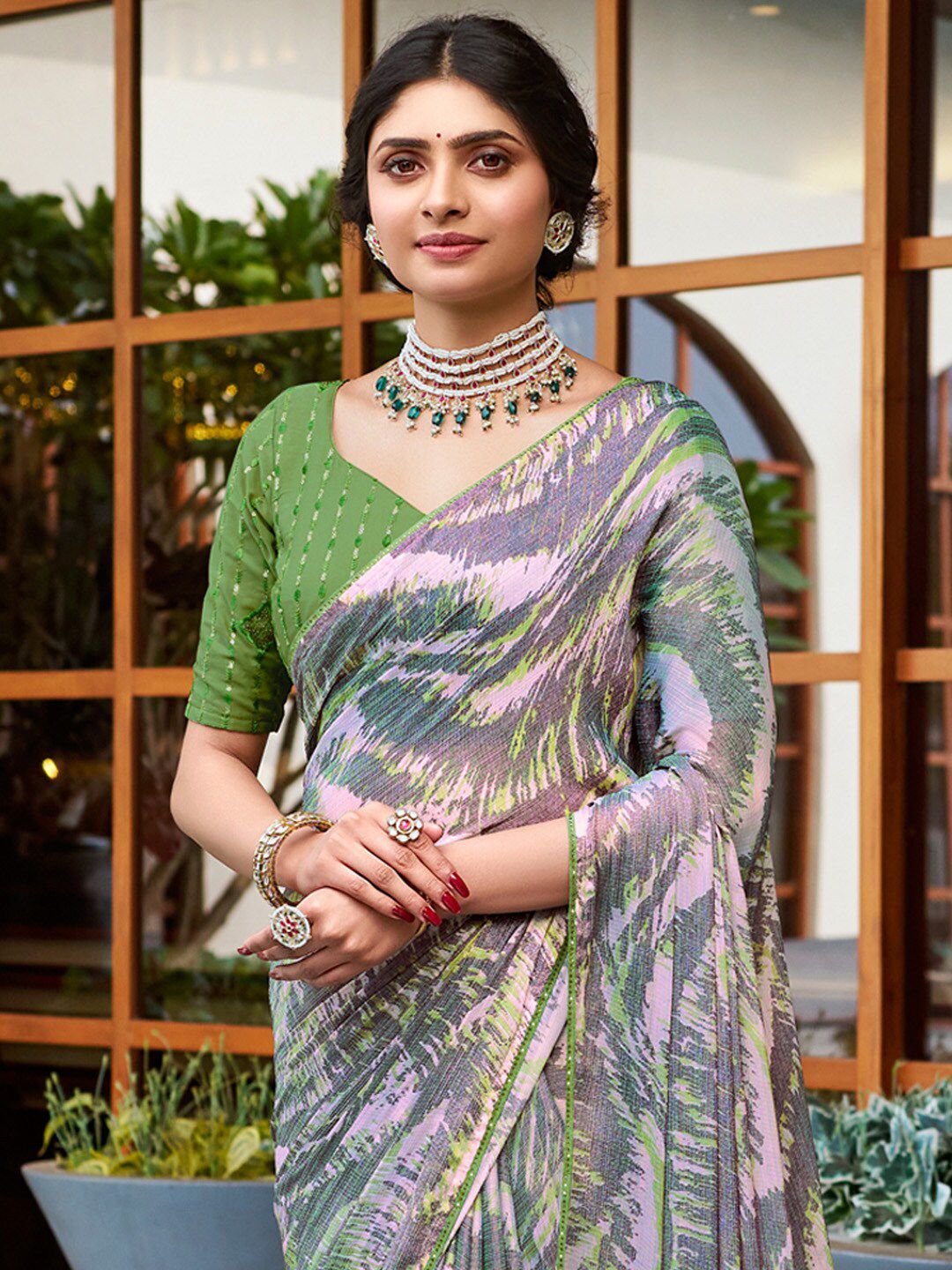 Saree mall Poly Chiffon Bagru Sarees
