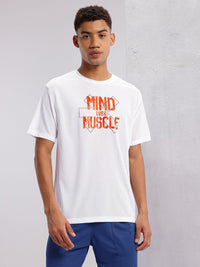 HRX by Hrithik Roshan Rapid-dry Typography Printed Drop-Shoulder Sleeves Training T-shirt