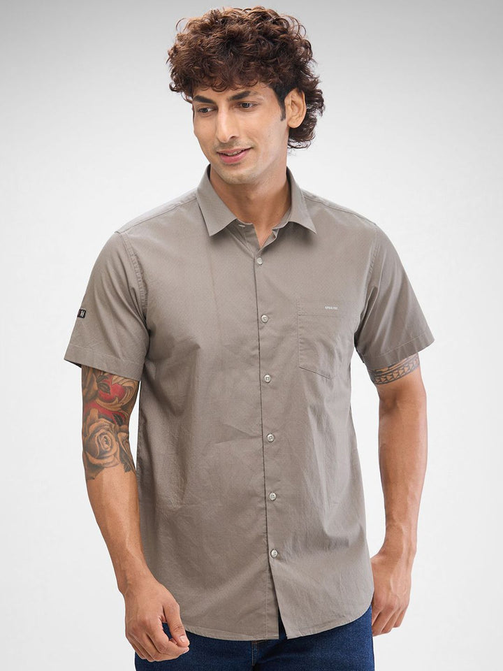 SPYKAR Men Micro Ditsy Printed Spread Collar Slim Fit Casual Shirt