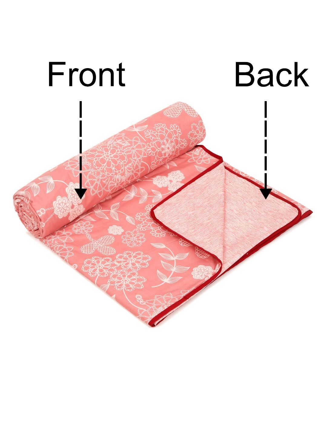 Cortina Rose & White Floral Microfiber AC Room Reversible Single Bed Dohar