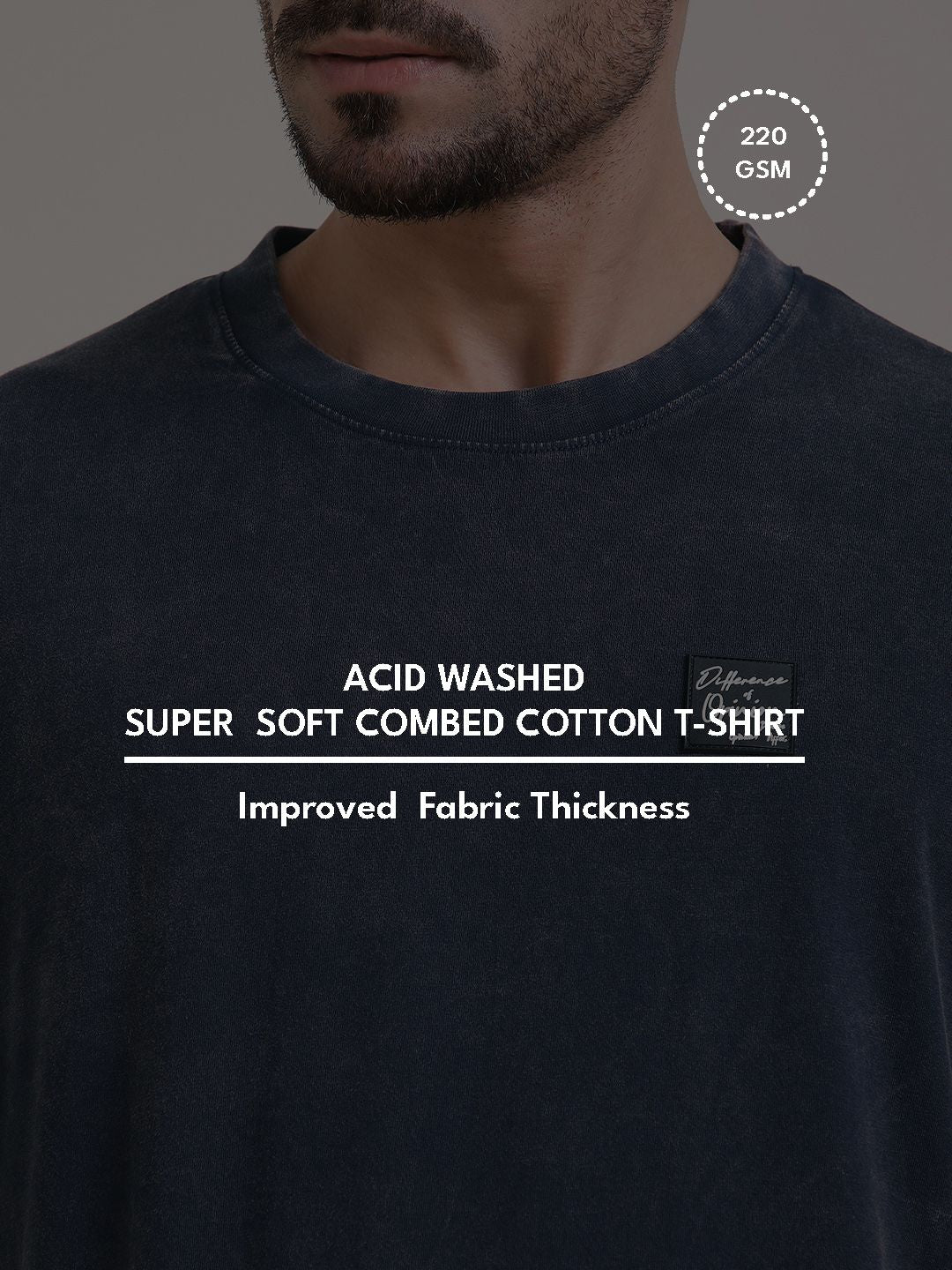Difference Of Opinion Men Oversized Acid Wash Printed Tshirt