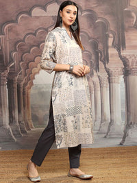 Vishudh Women Floral Printed Regular Mirror Work Pure Cotton Kurta Set