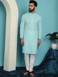 SOJANYA Motif Etnik Sulam Kurta Kapas Tulen dengan Churidar