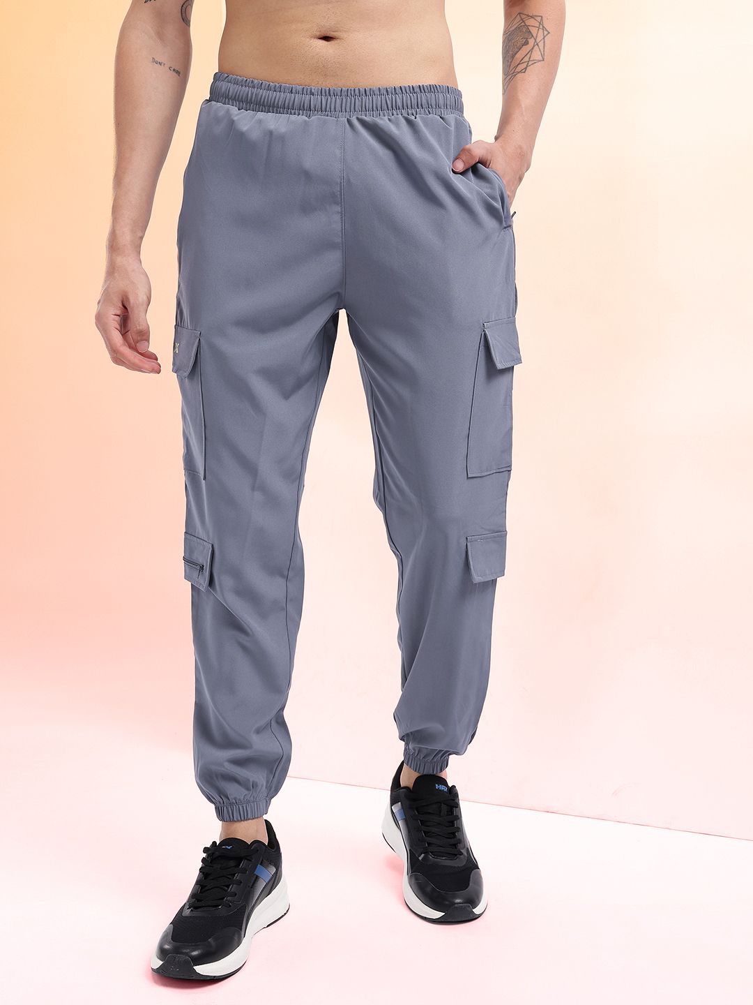 HRX by Hrithik Roshan Men Mid-Rise Rapid-Dry Cargo-Style Training Joggers