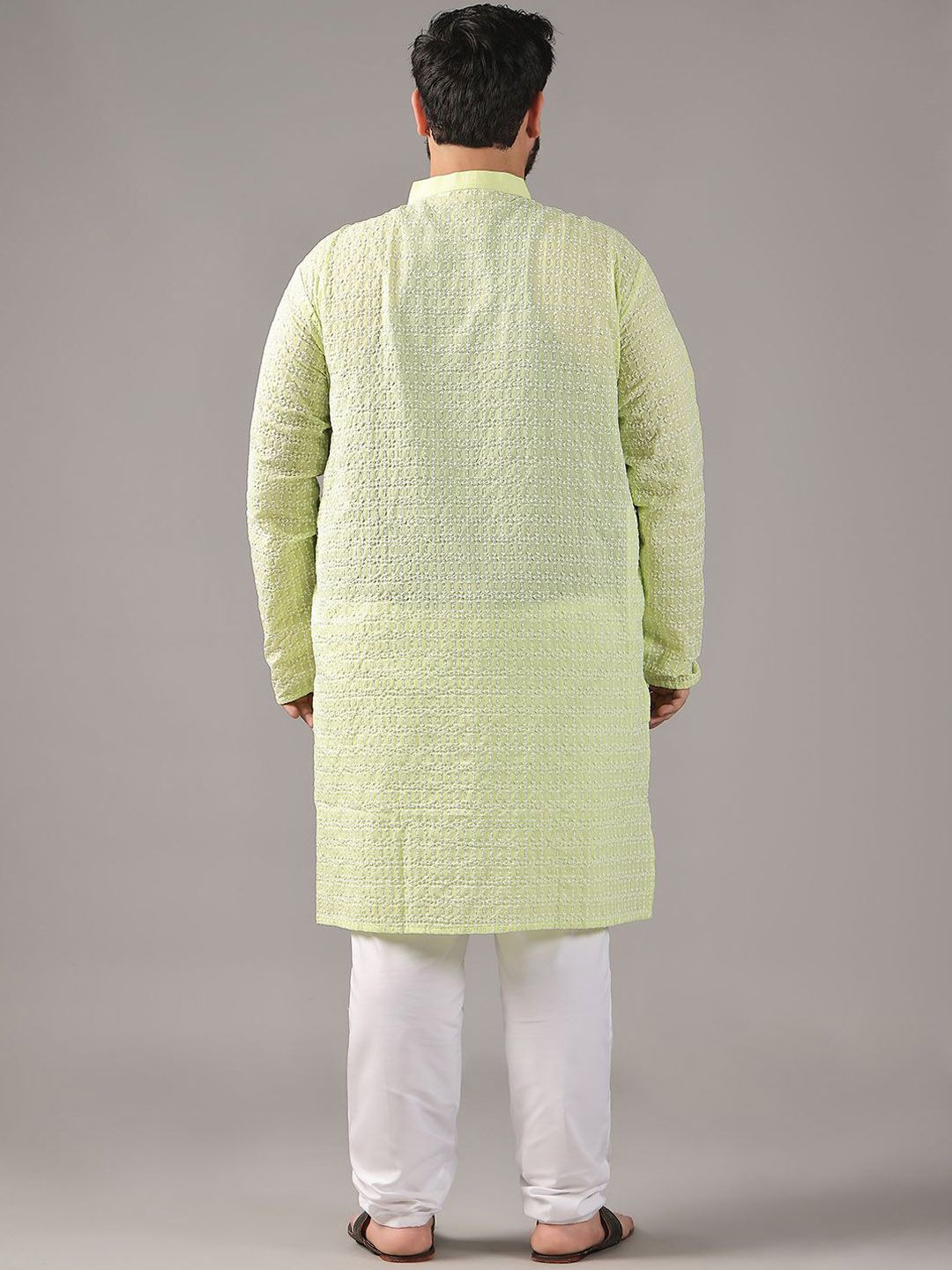 SOJANYA PLUS Plus Size Men Ethnic Motifs Embroidered Pure Cotton Kurta With Pyjamas