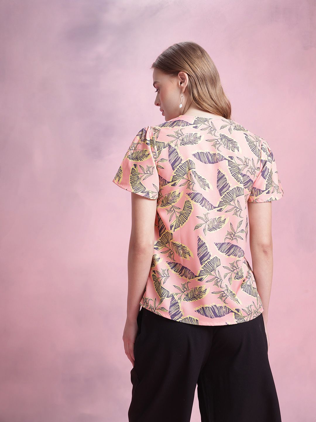 DressBerry Tropical Print Shirt Style Top