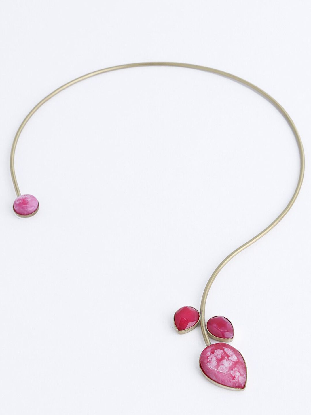 PANASH- Gold-Plated Pink Gemstone Stone Studded Necklace