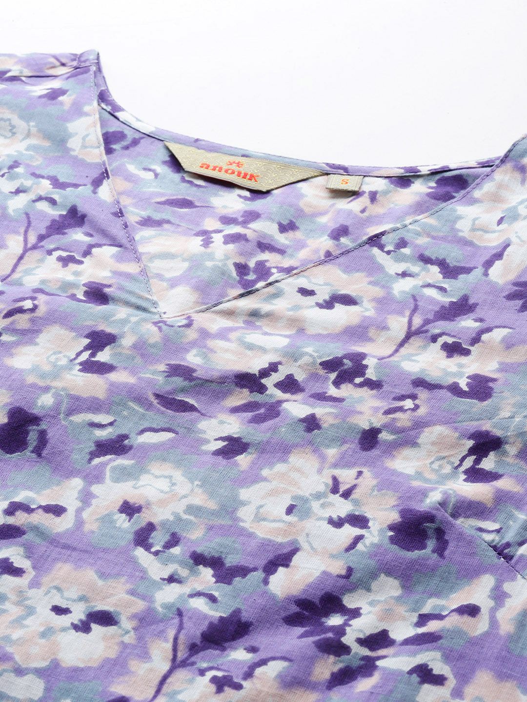 Anouk Printed Regular Cotton Kurta with Trousers & With Dupatta