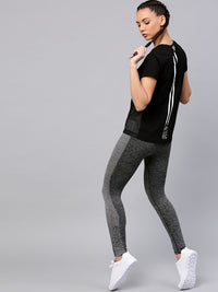 HRX by Hrithik Roshan Women Black Net Cotton T-shirt
