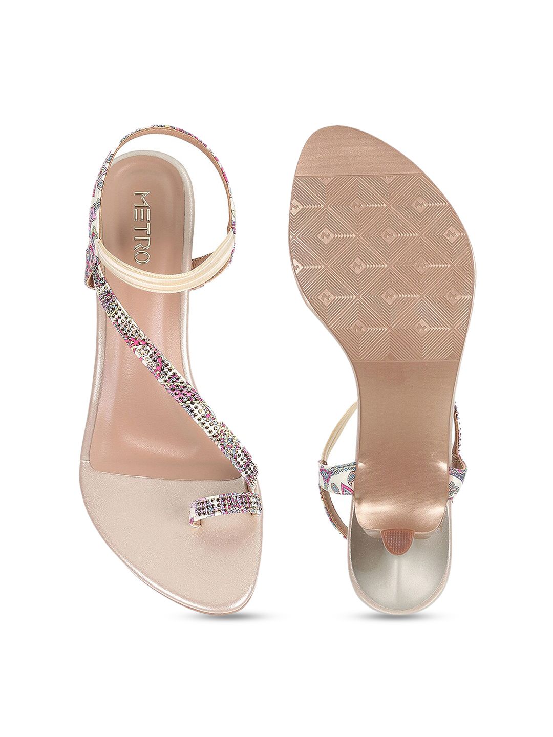 Metro Embellished One Toe Kitten Heels With Backstrap