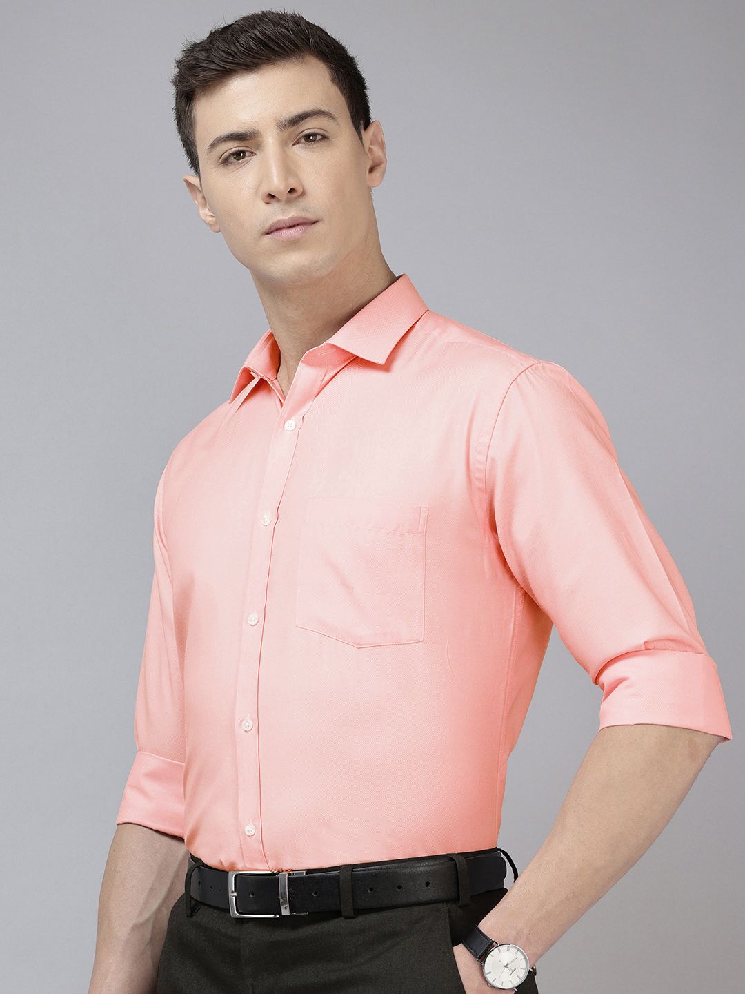 Park Avenue Slim Fit Textured Self Design Formal Shirt