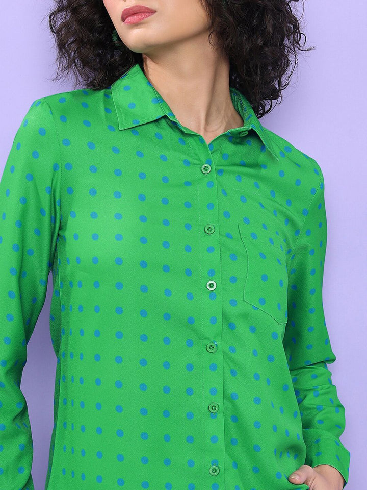 Tokyo Talkies Polka Dot Printed Regular Fit Opaque Casual Shirt