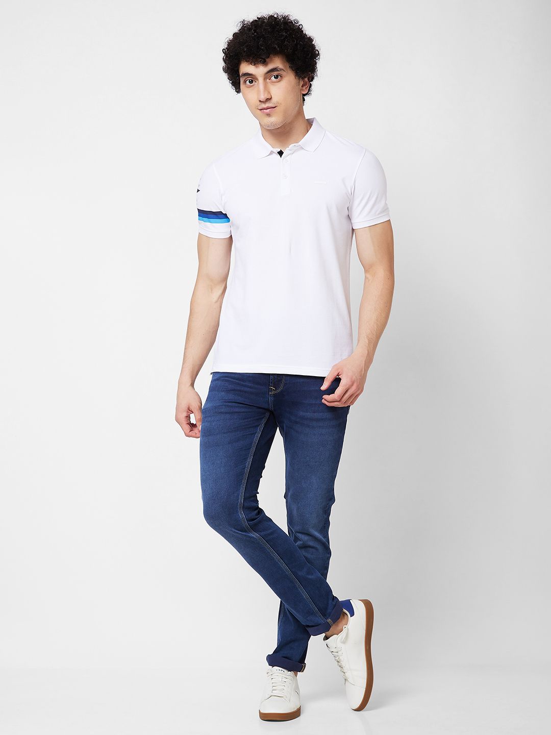 SPYKAR Polo Collar Short Sleeves Cotton Slim Fit T-shirt