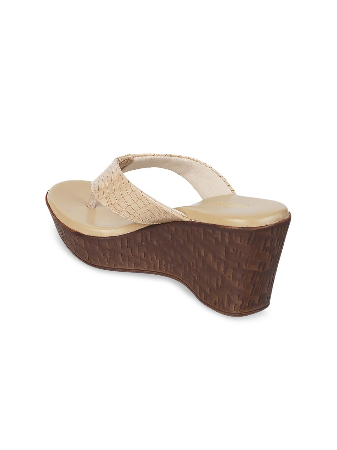 Metro Beige Woven Design Wedge Heels