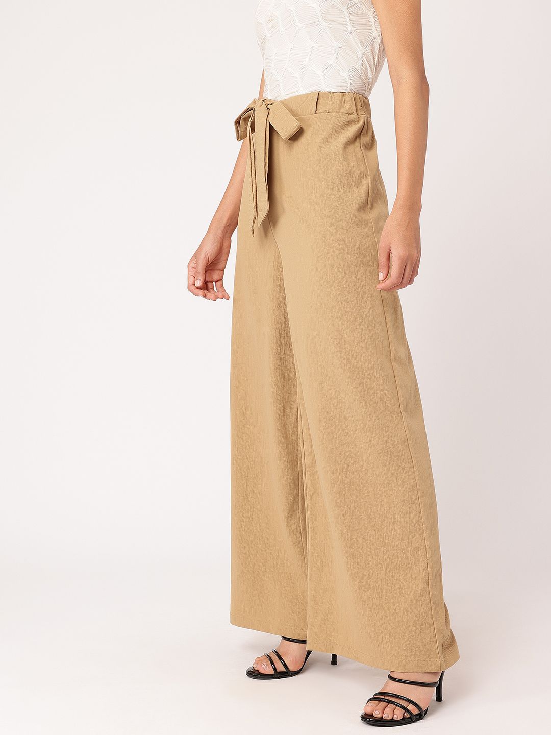 DressBerry Women Urban Chic Waist Tie-Up Flared Trousers