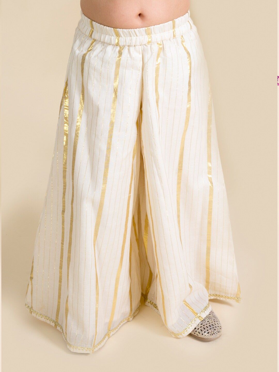 pspeaches Girls Yellow Leheriya Pure Cotton Kurta with Palazzos & With Dupatta