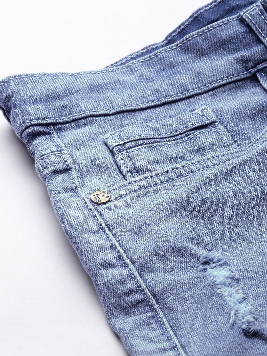 The Indian Garage Co Men Blue Slim Fit Denim Shorts
