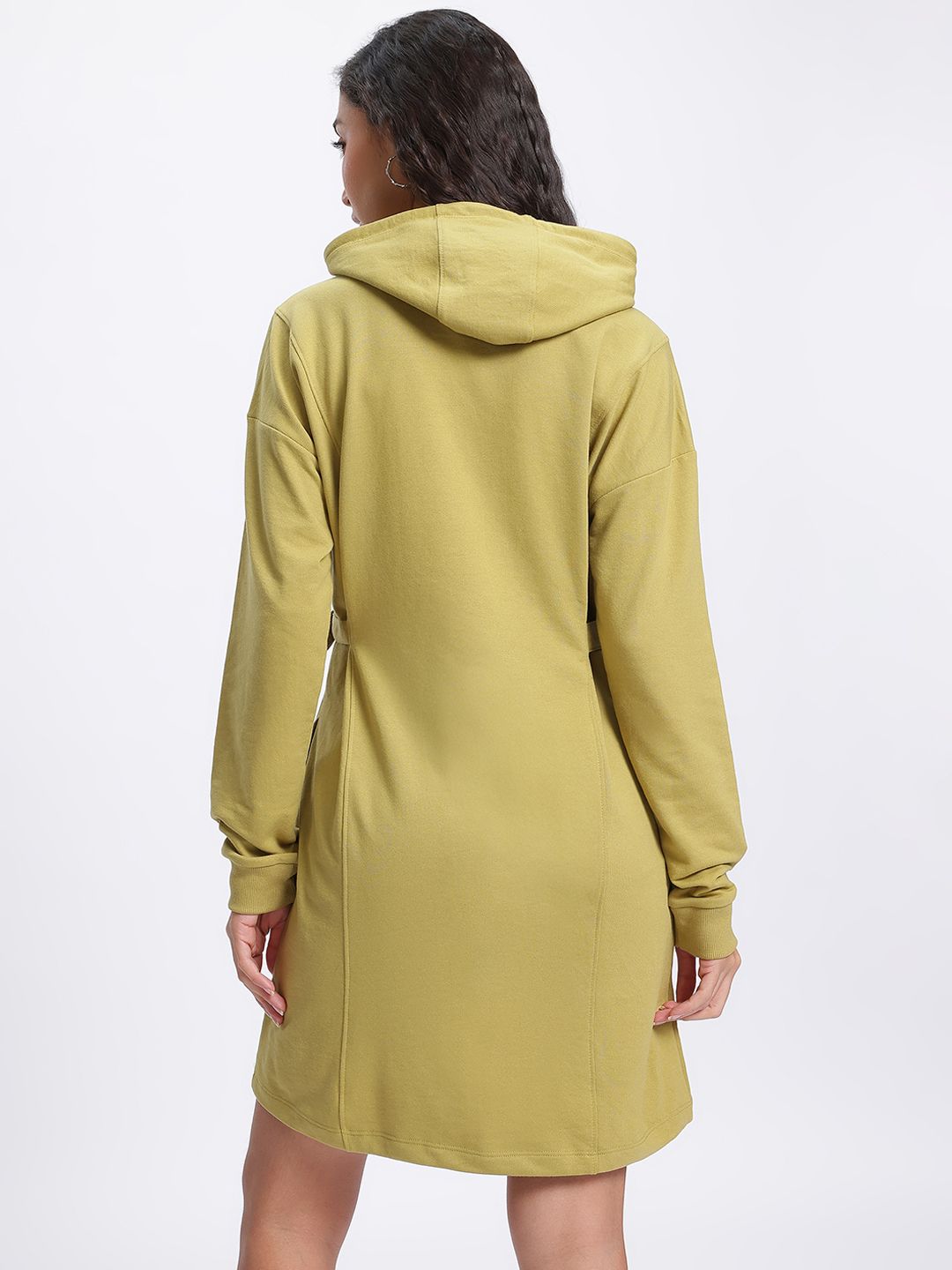 DressBerry Utility Weave Belted Hooded Sweatshirt Dress
