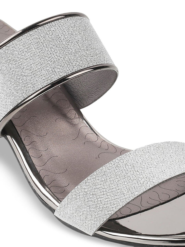 Metro Grey Embellished Block Heels