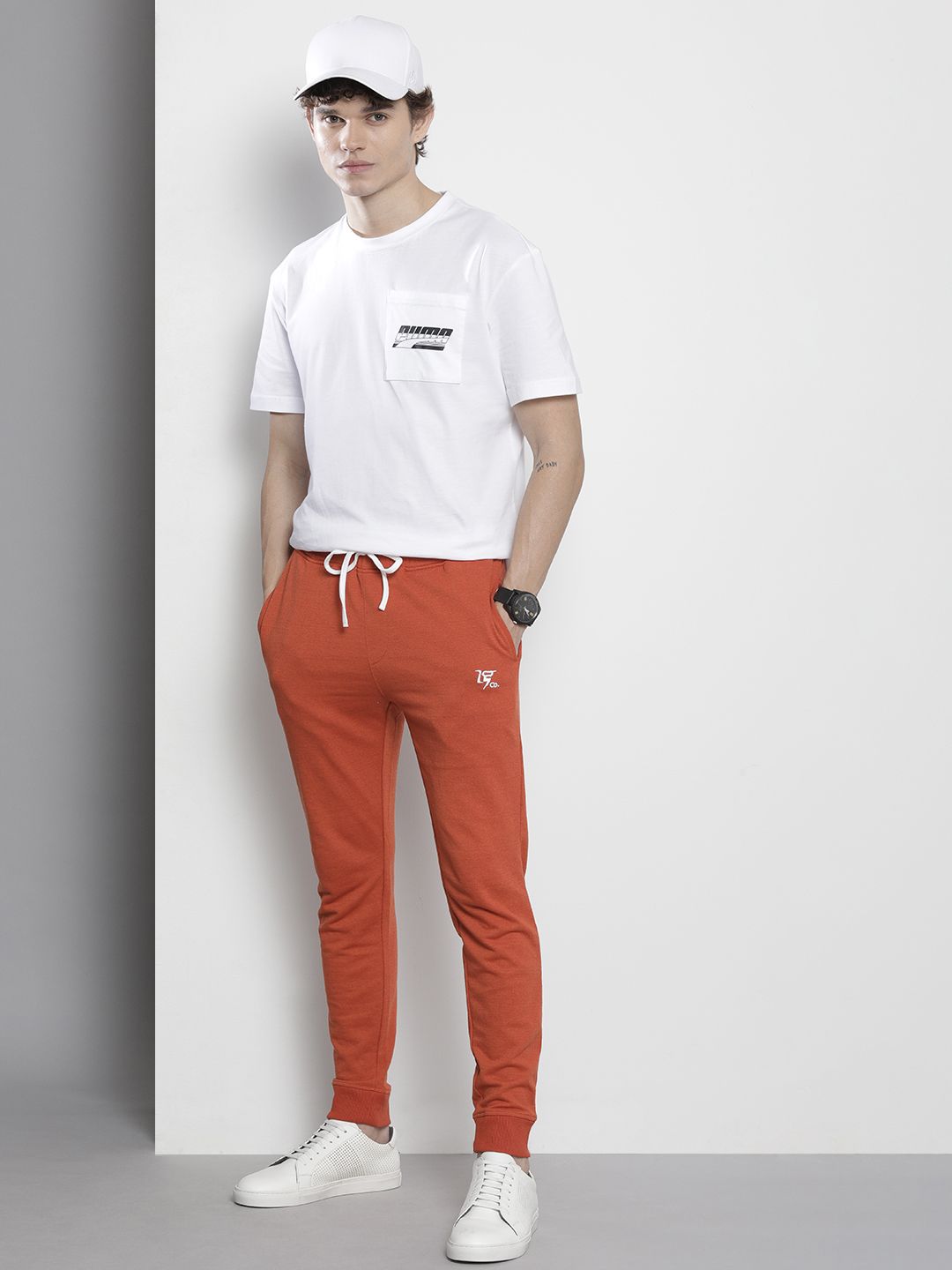 The Indian Garage Co Men Rust Orange Solid Joggers