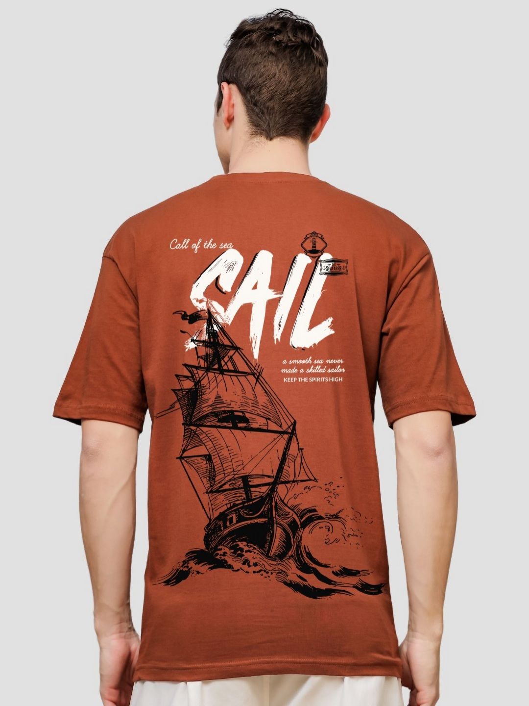 ADRO Lelaki Baju T-Shirt Bersaiz Besar Kapas Lengan Jatuh Bercetak Grafik