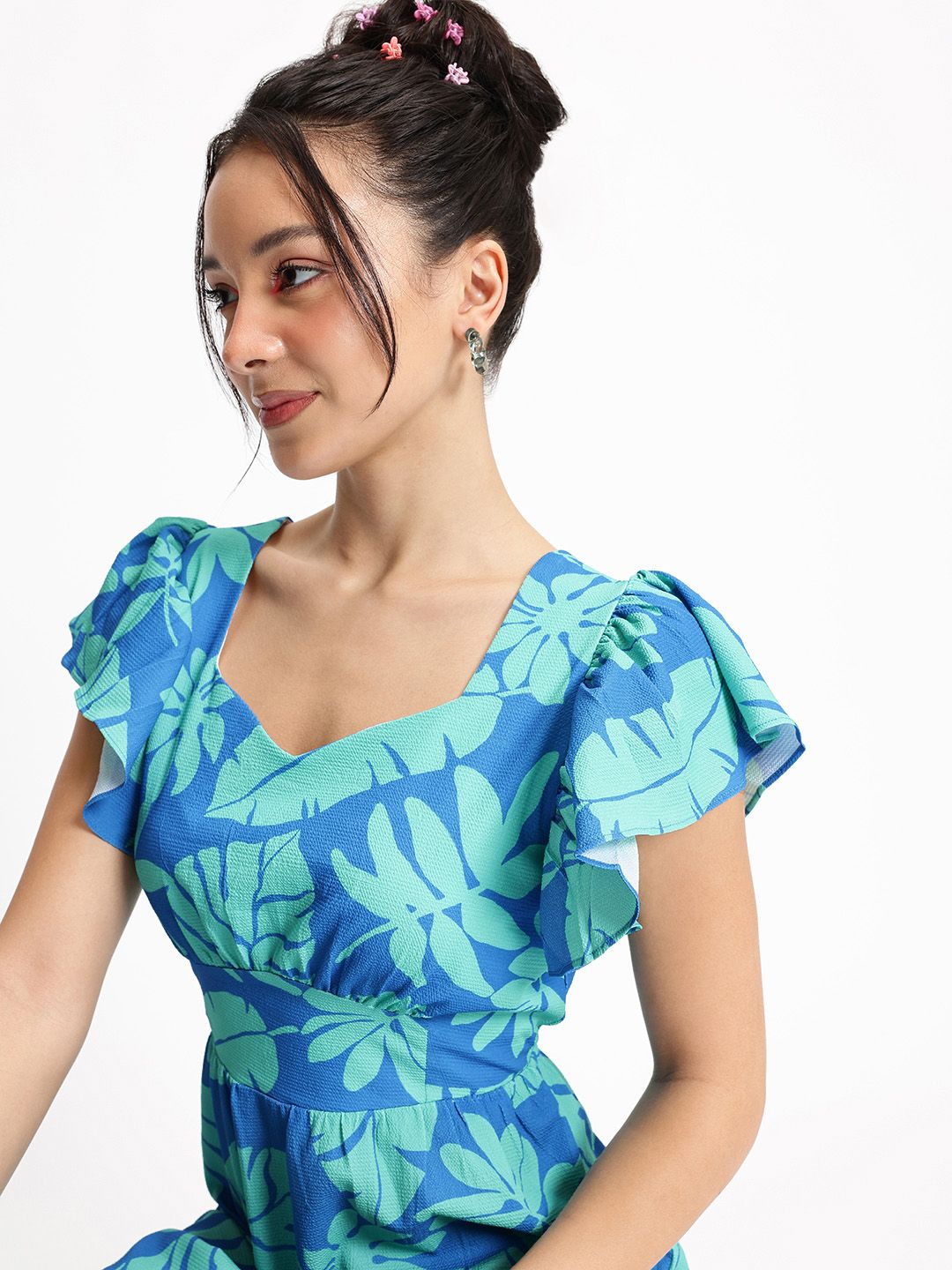 DressBerry Palm Party Ruffle Paradise A-Line Dress