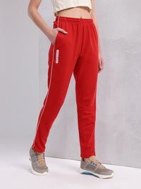 HRX by Hrithik Roshan Women Mid-Rise Lifestyle Track Pants with Contrast Piping
