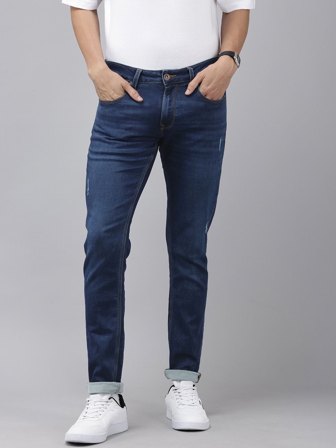 SPYKAR Men Skinny Slim Fit Low-Rise Light Fade Stretchable Jeans