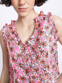 DressBerry Floral Blooms Ruffled Button Front Crop Top