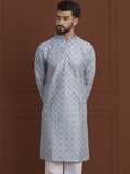 SOJANYA LUXE Sulam Bunga Labuci Mandarin Kolar Kapas Kurta Lurus Sutera