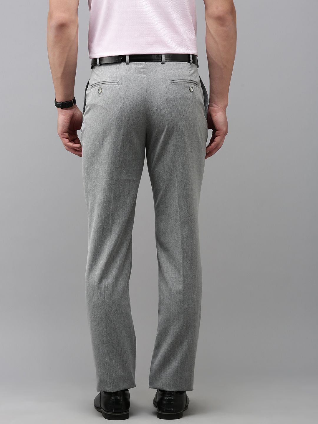 Park Avenue Men Textured Smart Slim Fit Formal Trousers