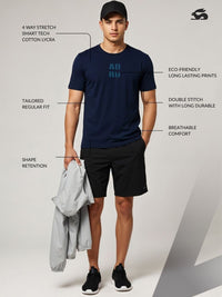 ADRO Typography Printed Short Sleeves Cotton Regular Fit T-shirt